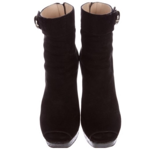 Prada Peep-Top Platform Ankle Boots - Picture 1 of 5